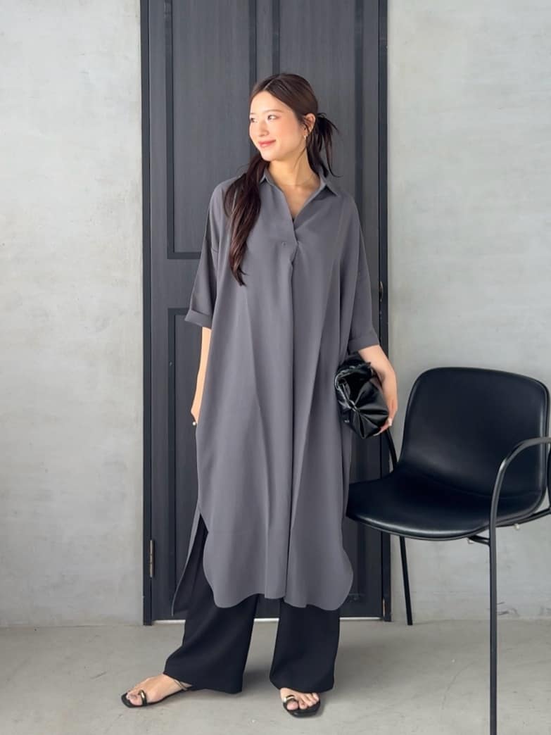 MAYSON GREYの【WEB限定】スキッパーチュニックワンピース≪洗濯機で洗える≫を使ったコーディネートを紹介します。｜Rakuten Fashion(楽天ファッション／旧楽天ブランドアベニュー)6179502