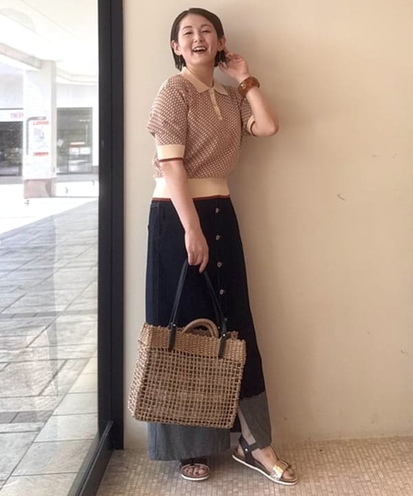 BEAMS HEARTの【今から着れる秋色/襟付き/半袖】ジャカード ニット ポロシャツ 25AW レディースを使ったコーディネートを紹介します。｜Rakuten Fashion(楽天ファッション／旧楽天ブランドアベニュー)6180102