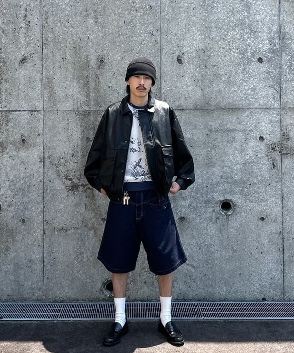 BEAMS HEARTのBEAMS HEART｜クラシック フェイクレザー ブルゾン｜メンズ アウター ジャケット｜合成皮革 リラックスフィット ヴィンテージ風｜秋冬を使ったコーディネートを紹介します。｜Rakuten Fashion(楽天ファッション／旧楽天ブランドアベニュー)6180118