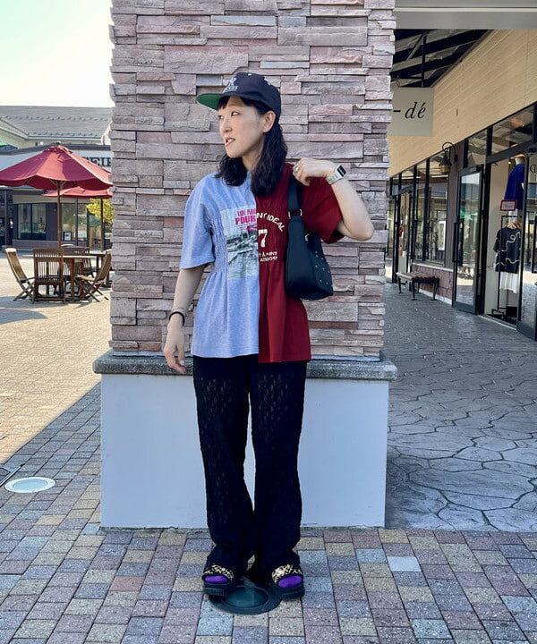 BEAMS HEARTの切り替え シャーリング Tシャツを使ったコーディネートを紹介します。｜Rakuten Fashion(楽天ファッション／旧楽天ブランドアベニュー)6180162