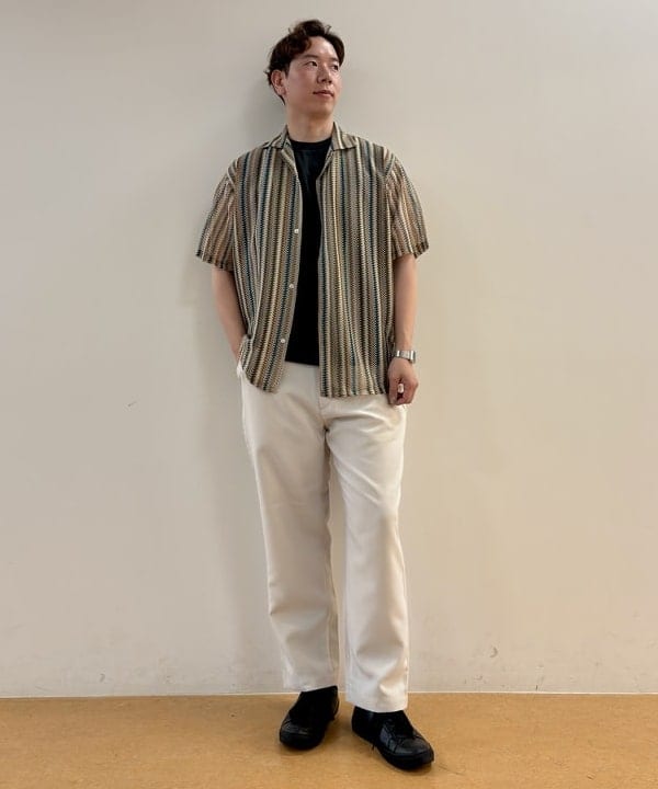 BEAMS HEARTのストライプ レース ショートスリーブシャツを使ったコーディネートを紹介します。｜Rakuten Fashion(楽天ファッション／旧楽天ブランドアベニュー)6180076