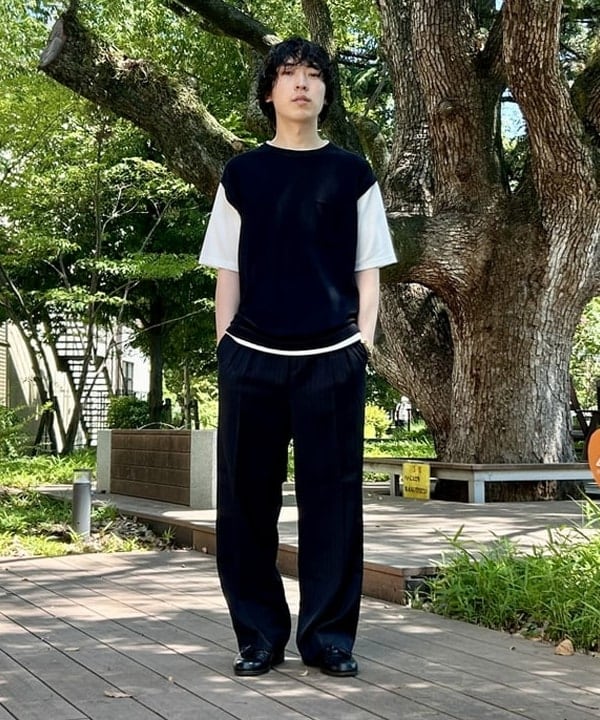 BEAMS HEARTのストライプ 2タック ワイドパンツを使ったコーディネートを紹介します。｜Rakuten Fashion(楽天ファッション／旧楽天ブランドアベニュー)6180083