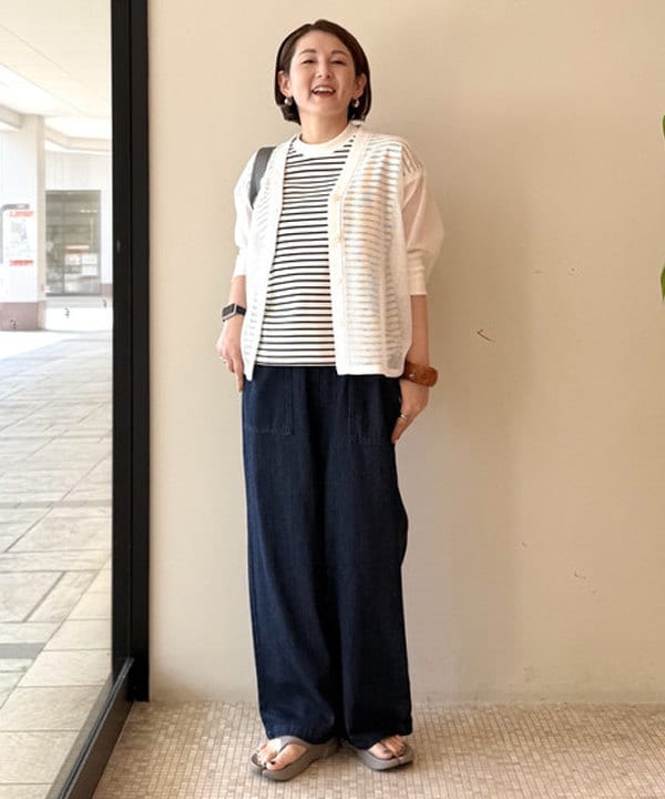 BEAMS HEARTのメッシュ Vネック カーディガンを使ったコーディネートを紹介します。｜Rakuten Fashion(楽天ファッション／旧楽天ブランドアベニュー)6180230