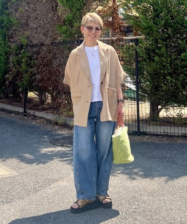 BEAMS HEARTのフレンチスリーブ ジャケット 半袖ジャケット レディースを使ったコーディネートを紹介します。｜Rakuten Fashion(楽天ファッション／旧楽天ブランドアベニュー)6180234