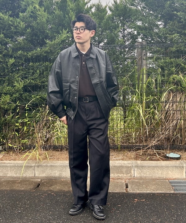 BEAMS HEARTのBEAMS HEART｜クラシック フェイクレザー ブルゾン｜メンズ アウター ジャケット｜合成皮革 リラックスフィット ヴィンテージ風｜秋冬を使ったコーディネートを紹介します。｜Rakuten Fashion(楽天ファッション／旧楽天ブランドアベニュー)6180261