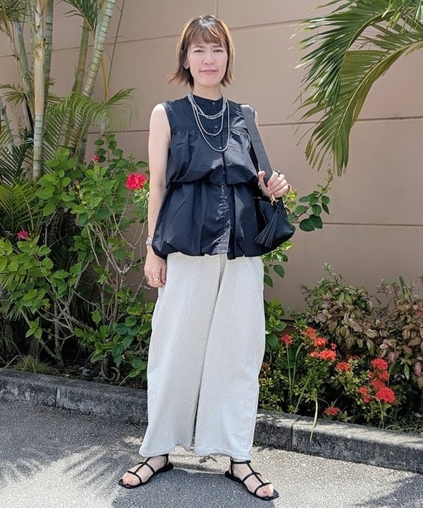 BEAMS HEARTの【洗濯機洗い可】ダブル レイヤー バルーン ブラウス 25SS ノースリーブ シルエット デザイントップスを使ったコーディネートを紹介します。｜Rakuten Fashion(楽天ファッション／旧楽天ブランドアベニュー)6180331