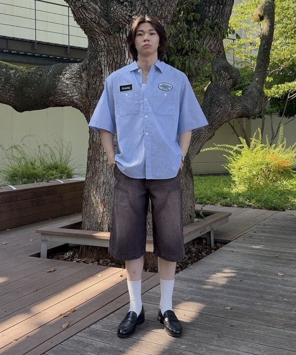 BEAMS HEARTのGMS ストライプ オックス ワークシャツを使ったコーディネートを紹介します。｜Rakuten Fashion(楽天ファッション／旧楽天ブランドアベニュー)6180332