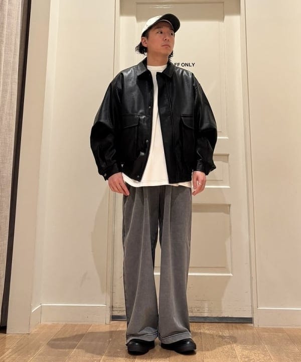 BEAMS HEARTのBEAMS HEART｜クラシック フェイクレザー ブルゾン｜メンズ アウター ジャケット｜合成皮革 リラックスフィット ヴィンテージ風｜秋冬を使ったコーディネートを紹介します。｜Rakuten Fashion(楽天ファッション／旧楽天ブランドアベニュー)6180364