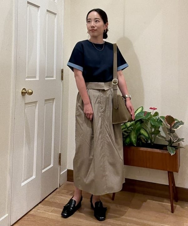 BEAMS HEARTの【秋まで使える】【手洗い可】リバー 配色 ニット プルオーバー 25AW 半袖を使ったコーディネートを紹介します。｜Rakuten Fashion(楽天ファッション／旧楽天ブランドアベニュー)6180434