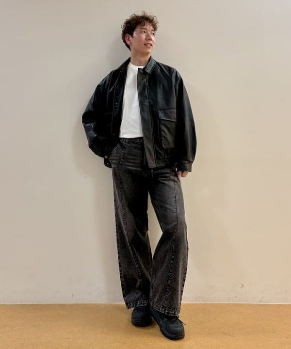 BEAMS HEARTのBEAMS HEART｜クラシック フェイクレザー ブルゾン｜メンズ アウター ジャケット｜合成皮革 リラックスフィット ヴィンテージ風｜秋冬を使ったコーディネートを紹介します。｜Rakuten Fashion(楽天ファッション／旧楽天ブランドアベニュー)6180784