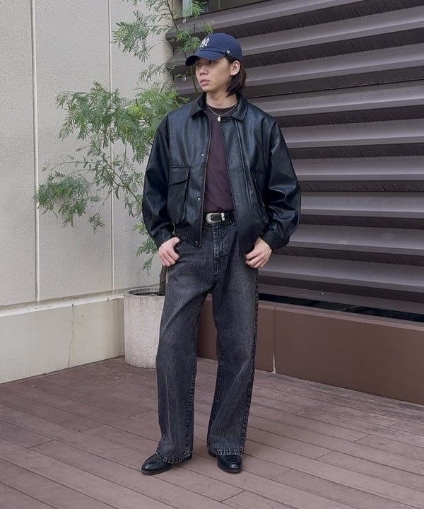 BEAMS HEARTのBEAMS HEART｜クラシック フェイクレザー ブルゾン｜メンズ アウター ジャケット｜合成皮革 リラックスフィット ヴィンテージ風｜秋冬を使ったコーディネートを紹介します。｜Rakuten Fashion(楽天ファッション／旧楽天ブランドアベニュー)6180990