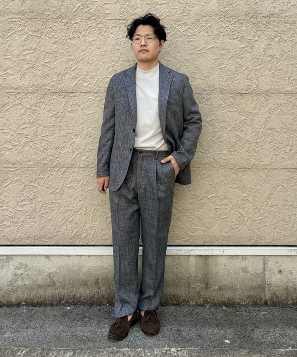 BEAMS HEARTのミックスツイード 2ボタンジャケット(S~XL・セットアップ対応)を使ったコーディネートを紹介します。｜Rakuten Fashion(楽天ファッション／旧楽天ブランドアベニュー)6181334