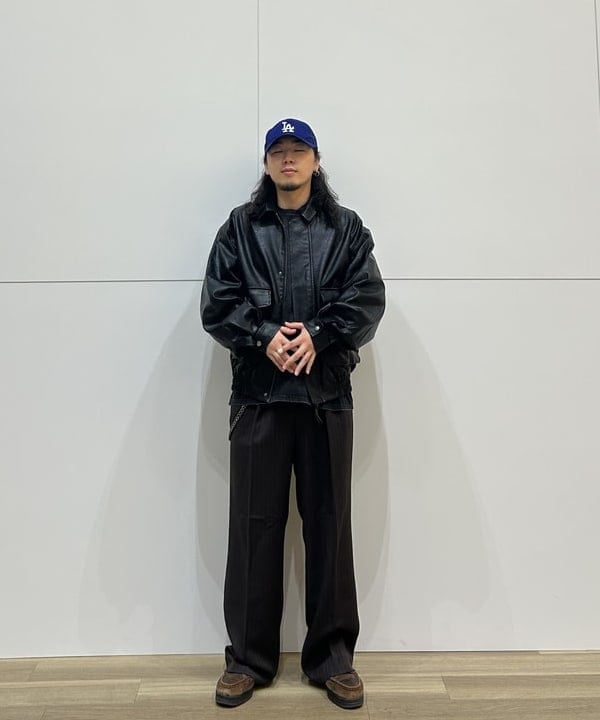 BEAMS HEARTのBEAMS HEART｜クラシック フェイクレザー ブルゾン｜メンズ アウター ジャケット｜合成皮革 リラックスフィット ヴィンテージ風｜秋冬を使ったコーディネートを紹介します。｜Rakuten Fashion(楽天ファッション／旧楽天ブランドアベニュー)6181754