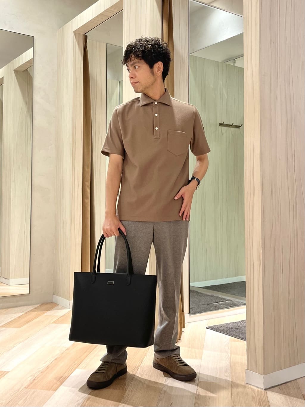 TAKEO KIKUCHIの【尾州織】メランジメッシュ ポロシャツを使ったコーディネートを紹介します。｜Rakuten Fashion(楽天ファッション／旧楽天ブランドアベニュー)6203121