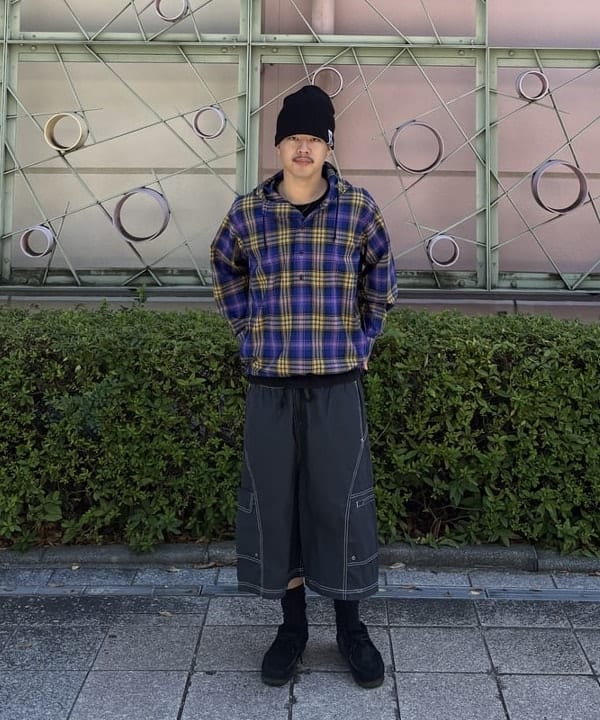 BEAMS MENのワイドフィット リフレクター チェック フードシャツを使ったコーディネートを紹介します。｜Rakuten Fashion(楽天ファッション／旧楽天ブランドアベニュー)6218609