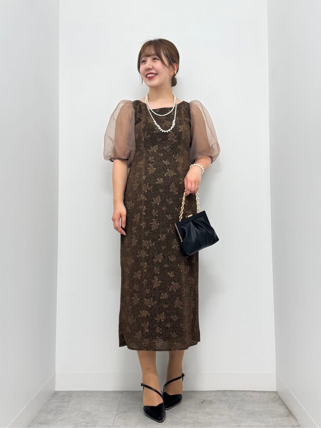 LASUD | パフスリーブラメフラワードレス | Rakuten Fashion(楽天