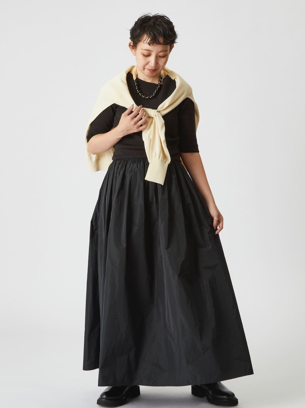 1er Arrondissementのクールウール*タフタドッキングワンピースを使ったコーディネートを紹介します。｜Rakuten Fashion(楽天ファッション／旧楽天ブランドアベニュー)6222048