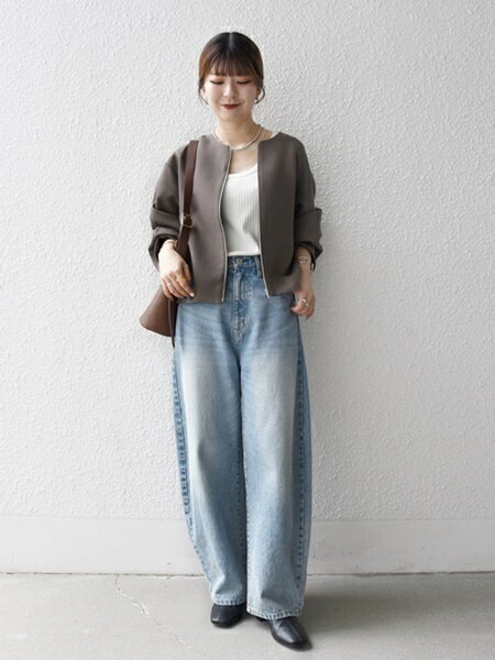 【新品 タグ付】SHIPS any ダブルクロス ノーカラー ジップブルゾン SHIPS any:〈洗濯機可能〉ダブルクロス ノーカラー ジップ ブルゾン
