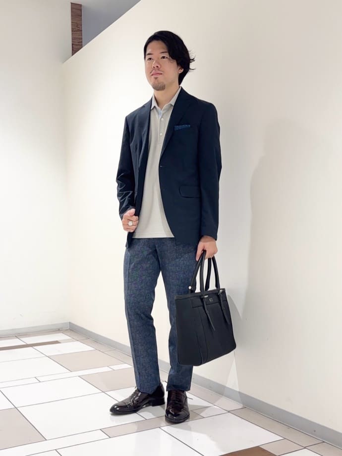 TAKEO KIKUCHIの【抗菌防臭】COOL DOTS(R)ドビープリント ジャケットを使ったコーディネートを紹介します。｜Rakuten Fashion(楽天ファッション／旧楽天ブランドアベニュー)6224493