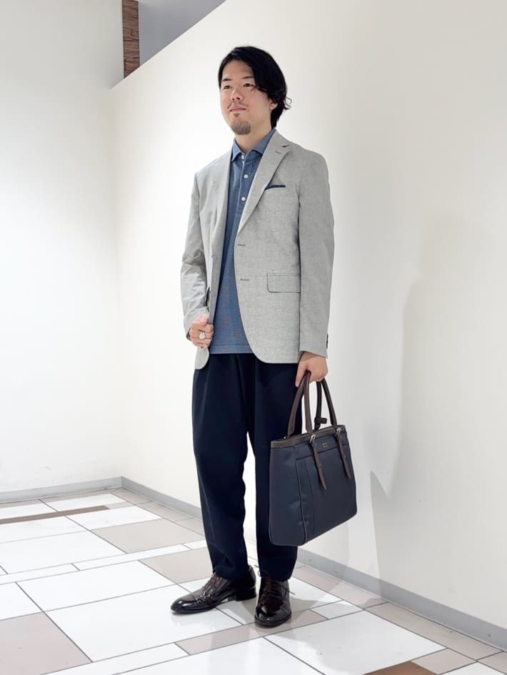 TAKEO KIKUCHIの【抗菌防臭】COOL DOTS(R)ドビープリント ジャケットを使ったコーディネートを紹介します。｜Rakuten Fashion(楽天ファッション／旧楽天ブランドアベニュー)6228233