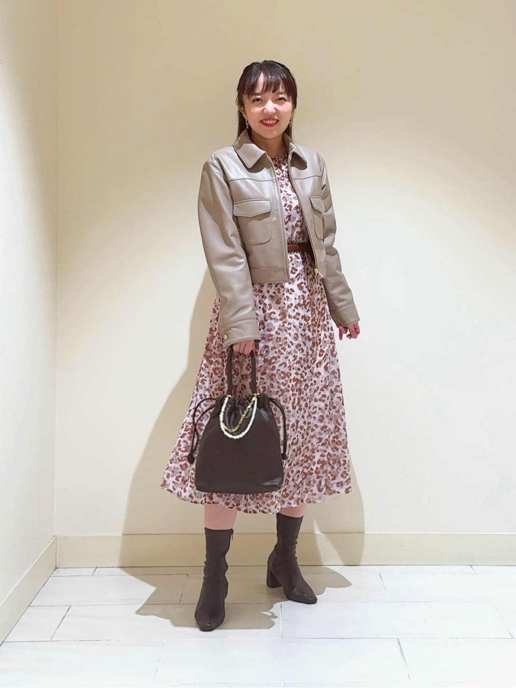 ANAYI | レオパードプリントフリルスリーブワンピース | Rakuten