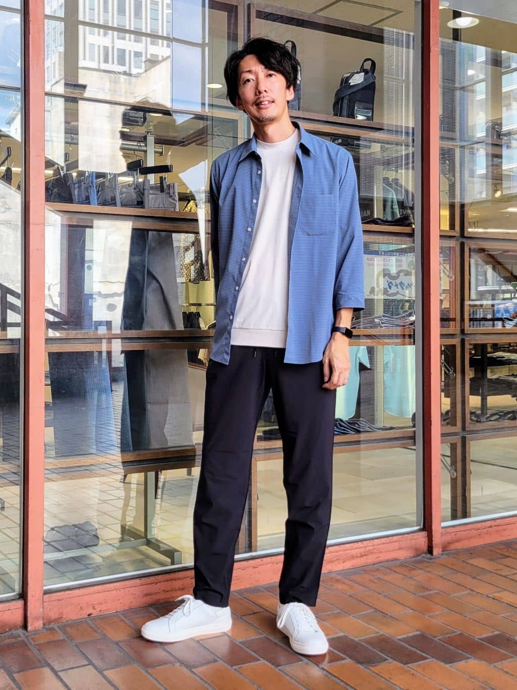 TAKEO KIKUCHIの【COOL CITY WEAR】DotAir(R)サッカー シャツを使ったコーディネートを紹介します。｜Rakuten Fashion(楽天ファッション／旧楽天ブランドアベニュー)6229898