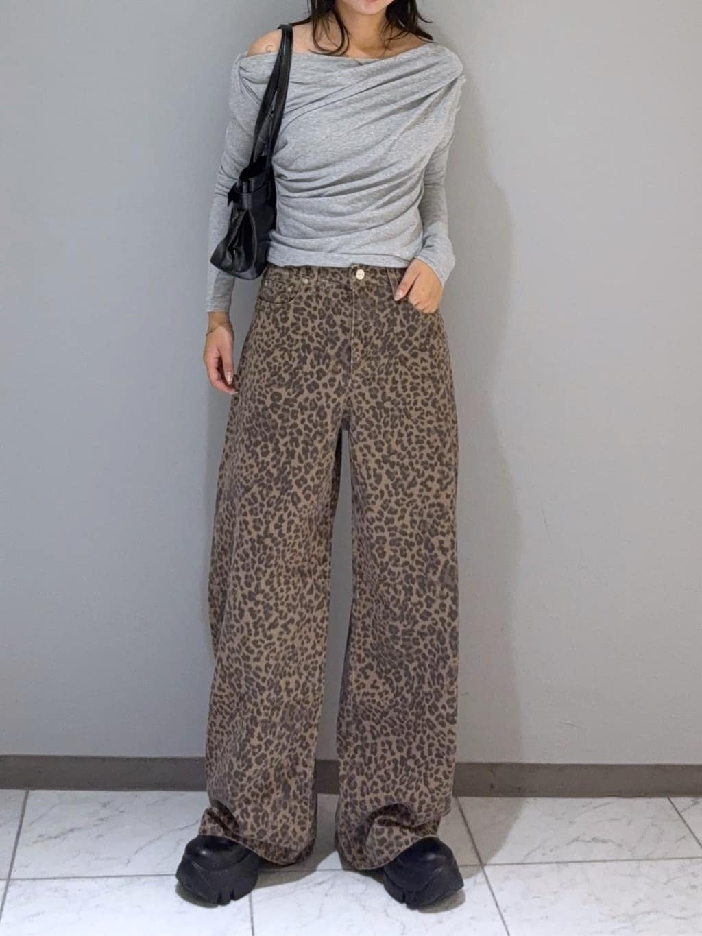 SLYのLEOPARD WIDE LEG PT-Dを使ったコーディネート | Rakuten Fashion