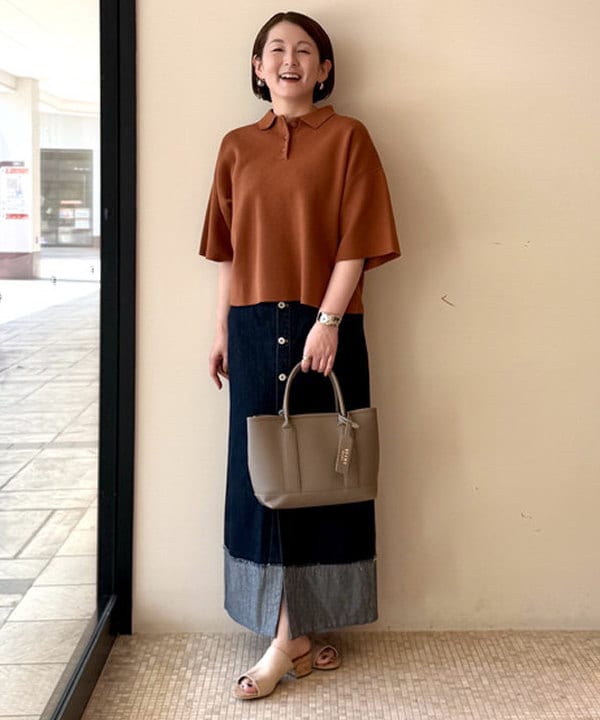 BEAMS HEARTの【秋まで使える】【手洗い可】ハーフスリーブ ニットポロ 25AW 半袖 ゆったりトップスを使ったコーディネートを紹介します。｜Rakuten Fashion(楽天ファッション／旧楽天ブランドアベニュー)6241678