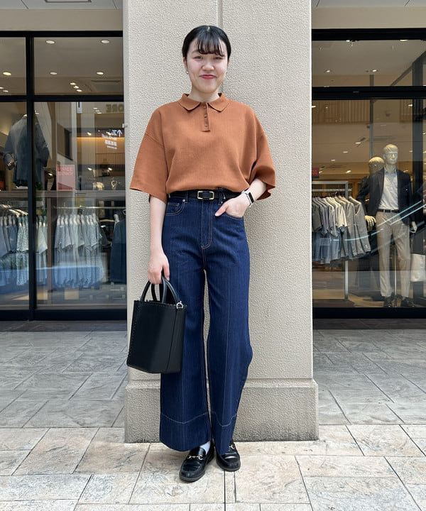 BEAMS HEARTの【秋まで使える】【手洗い可】ハーフスリーブ ニットポロ 25AW 半袖 ゆったりトップスを使ったコーディネートを紹介します。｜Rakuten Fashion(楽天ファッション／旧楽天ブランドアベニュー)6242062