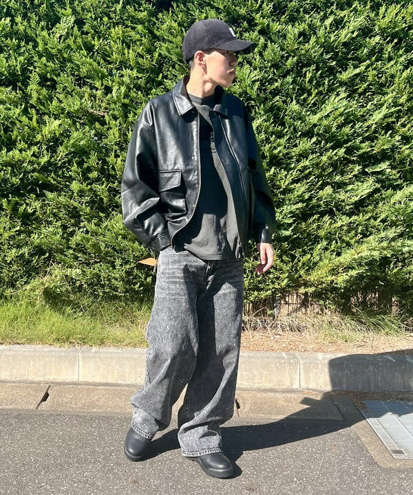 BEAMS HEARTのBEAMS HEART｜クラシック フェイクレザー ブルゾン｜メンズ アウター ジャケット｜合成皮革 リラックスフィット ヴィンテージ風｜秋冬を使ったコーディネートを紹介します。｜Rakuten Fashion(楽天ファッション／旧楽天ブランドアベニュー)6242172