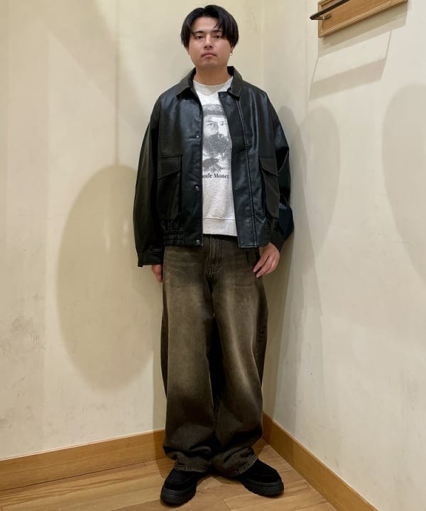 BEAMS HEARTのBEAMS HEART｜クラシック フェイクレザー ブルゾン｜メンズ アウター ジャケット｜合成皮革 リラックスフィット ヴィンテージ風｜秋冬を使ったコーディネートを紹介します。｜Rakuten Fashion(楽天ファッション／旧楽天ブランドアベニュー)6242173