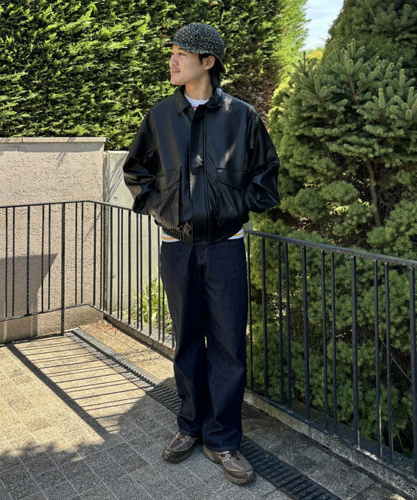 BEAMS HEARTのBEAMS HEART｜クラシック フェイクレザー ブルゾン｜メンズ アウター ジャケット｜合成皮革 リラックスフィット ヴィンテージ風｜秋冬を使ったコーディネートを紹介します。｜Rakuten Fashion(楽天ファッション／旧楽天ブランドアベニュー)6242330