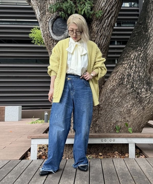 BEAMS HEARTの【手洗い可】ケーブル柄 着流し カーディガン 25AW ニット 秋 長袖 レディース オーバーサイズを使ったコーディネートを紹介します。｜Rakuten Fashion(楽天ファッション／旧楽天ブランドアベニュー)6242411