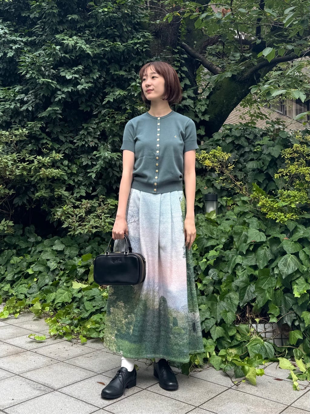 agnes b. | フォトプリント ロング フレアスカート 