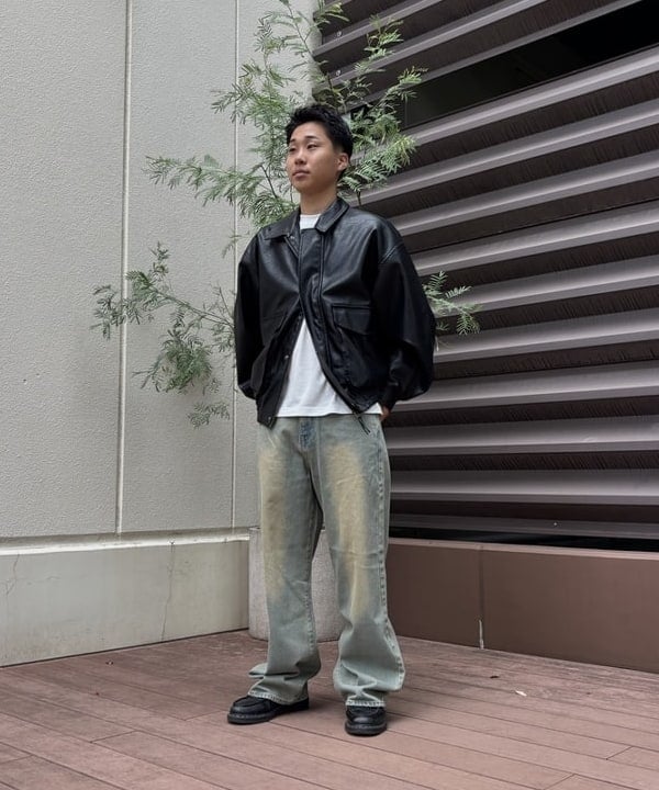BEAMS HEARTのBEAMS HEART｜クラシック フェイクレザー ブルゾン｜メンズ アウター ジャケット｜合成皮革 リラックスフィット ヴィンテージ風｜秋冬を使ったコーディネートを紹介します。｜Rakuten Fashion(楽天ファッション／旧楽天ブランドアベニュー)6271399