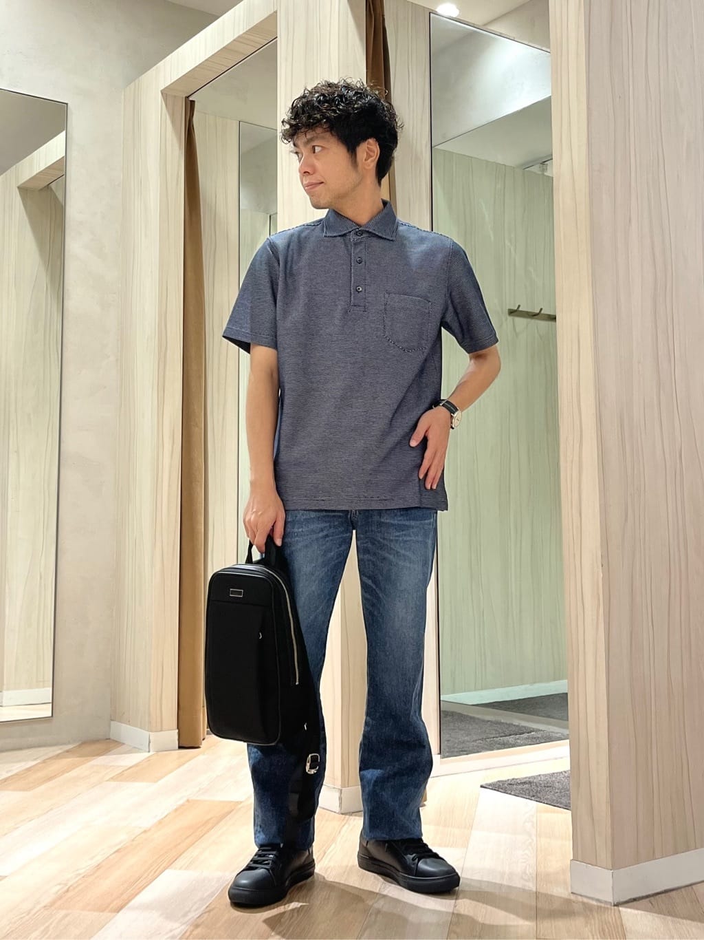 TAKEO KIKUCHIの【抗菌防臭/9色5サイズ展開】ハニカムメランジ ポロシャツを使ったコーディネートを紹介します。｜Rakuten Fashion(楽天ファッション／旧楽天ブランドアベニュー)6272839