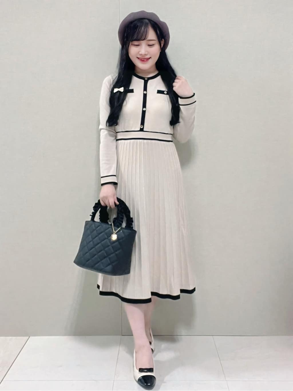 indexのバイカラードッキング風ニットワンピース【洗濯機洗い可