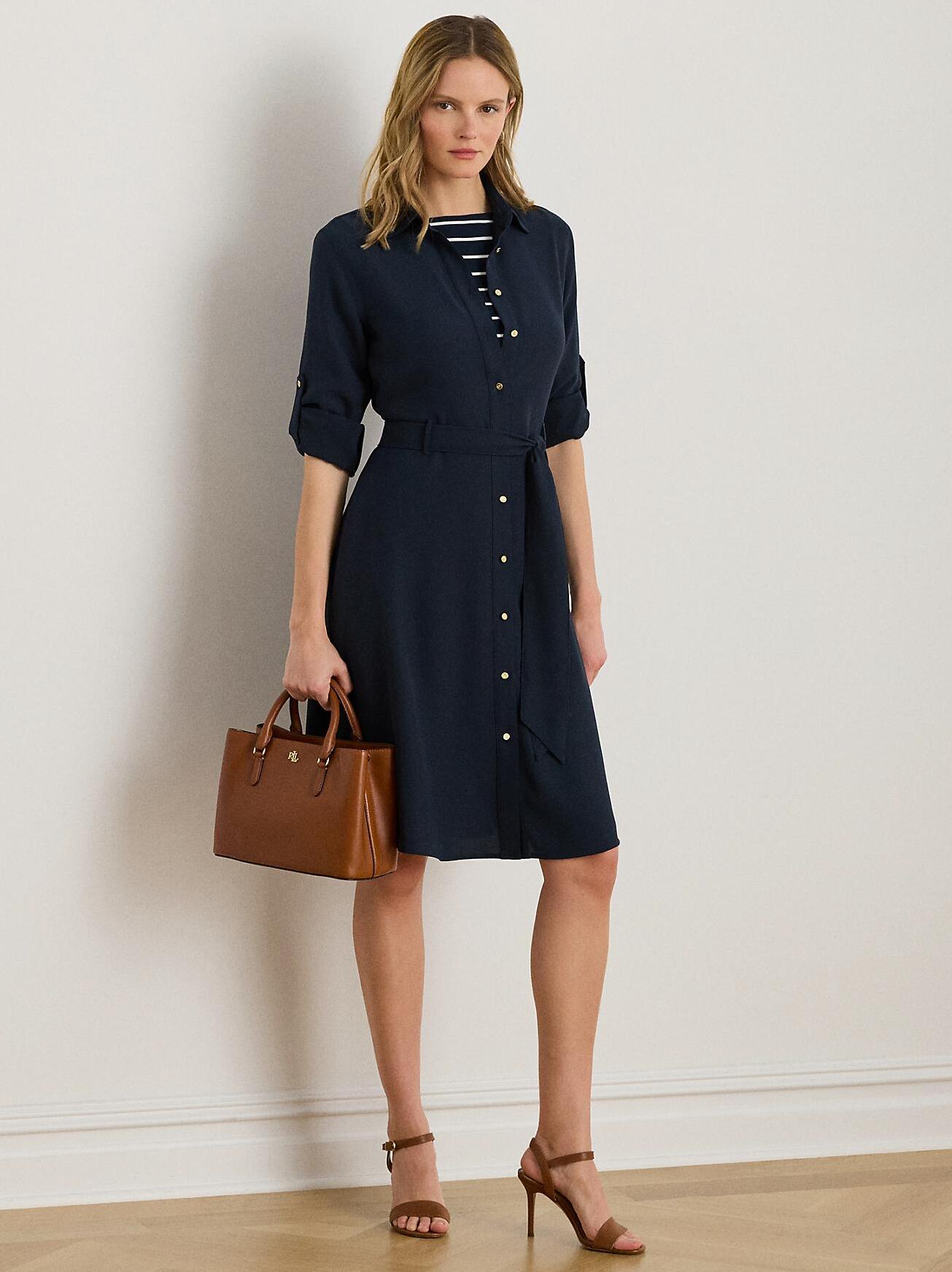 RALPH LAURENのダブルフェイスド ジョーゼット シャツドレスを使ったコーディネートを紹介します。｜Rakuten Fashion(楽天ファッション／旧楽天ブランドアベニュー)6280753