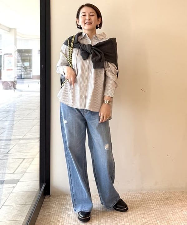 BEAMS HEARTの【洗濯機洗い可】ベーシック ビッグ シャツ 25AW レディース 長袖 オーバーサイズ コットン100% はおり 羽織 リラックスを使ったコーディネートを紹介します。｜Rakuten Fashion(楽天ファッション／旧楽天ブランドアベニュー)6288016