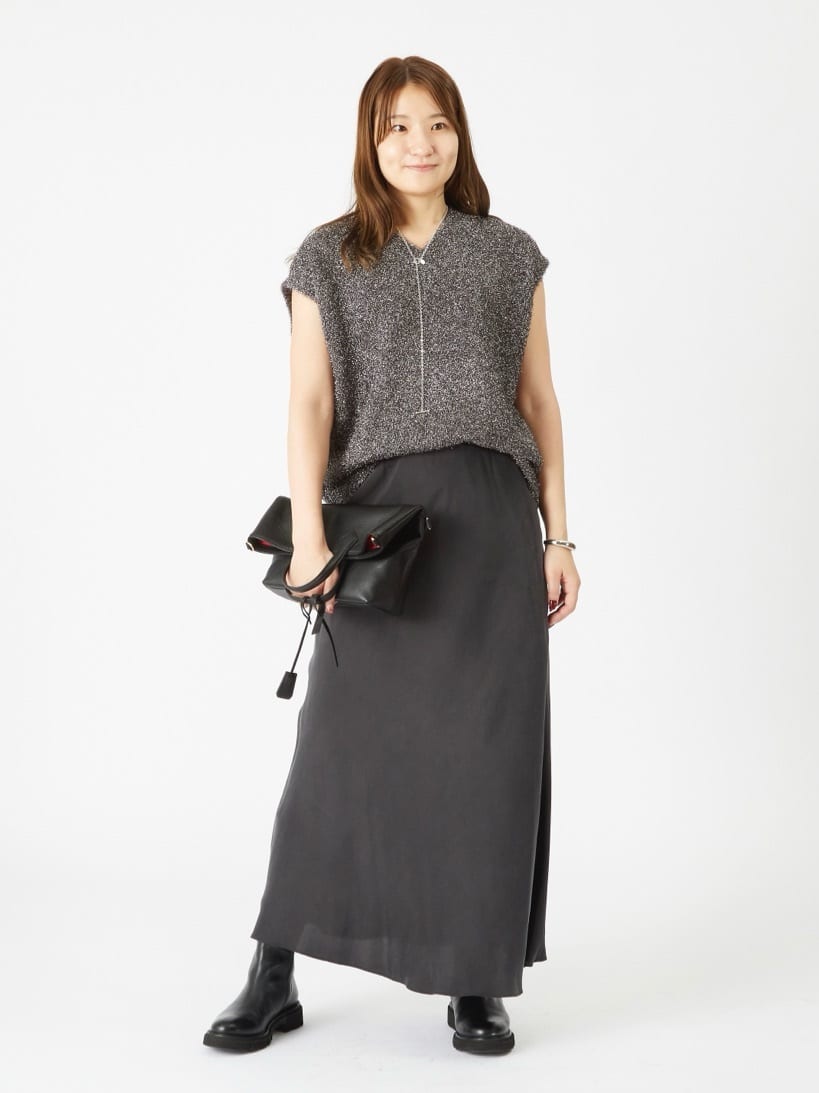 1er Arrondissementのラメモールニットジレを使ったコーディネートを紹介します。｜Rakuten Fashion(楽天ファッション／旧楽天ブランドアベニュー)6301912