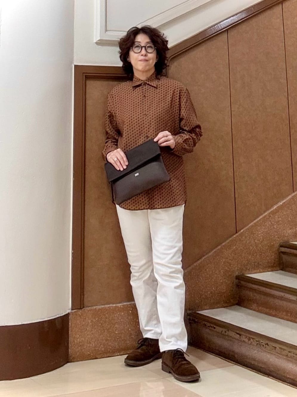 TAKEO KIKUCHIのボーラーハット柄 長袖シャツを使ったコーディネートを紹介します。｜Rakuten Fashion(楽天ファッション／旧楽天ブランドアベニュー)6303779