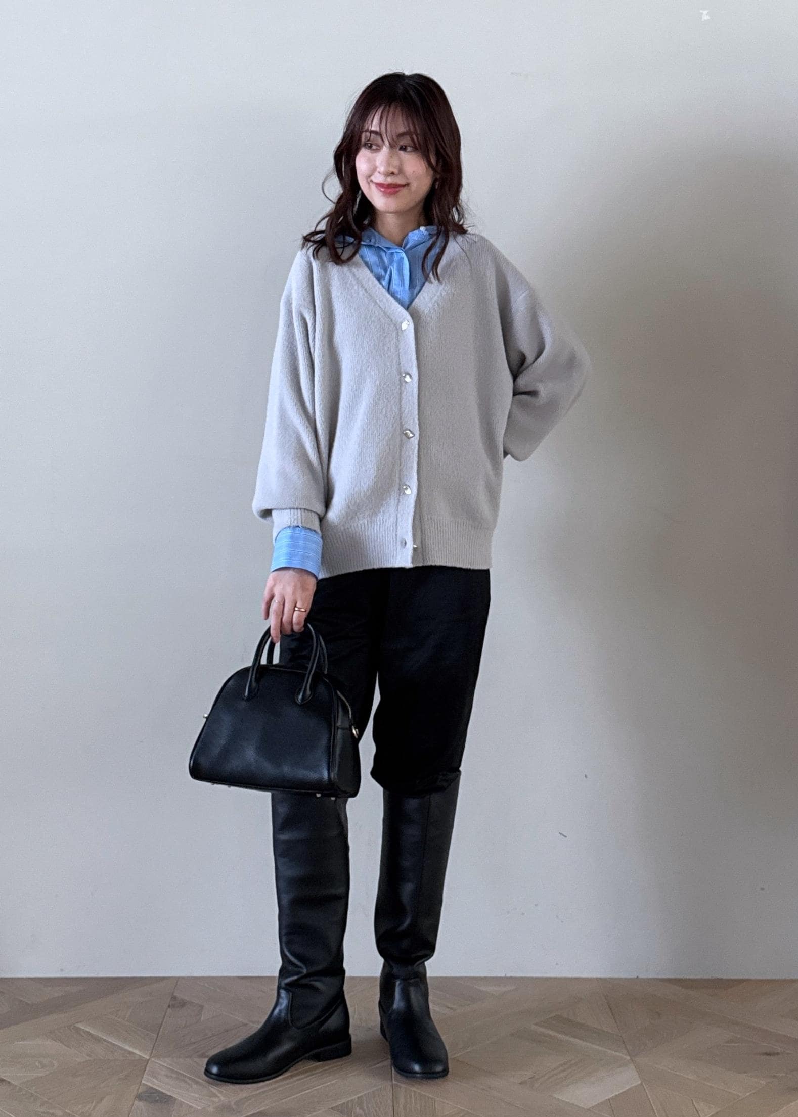 ROPE' PICNICの【新色追加】スフレニットシリーズ 変形メタルボタンミドル丈カーディガン/イージーケア・リンクコーデを使ったコーディネートを紹介します。｜Rakuten Fashion(楽天ファッション／旧楽天ブランドアベニュー)6339400