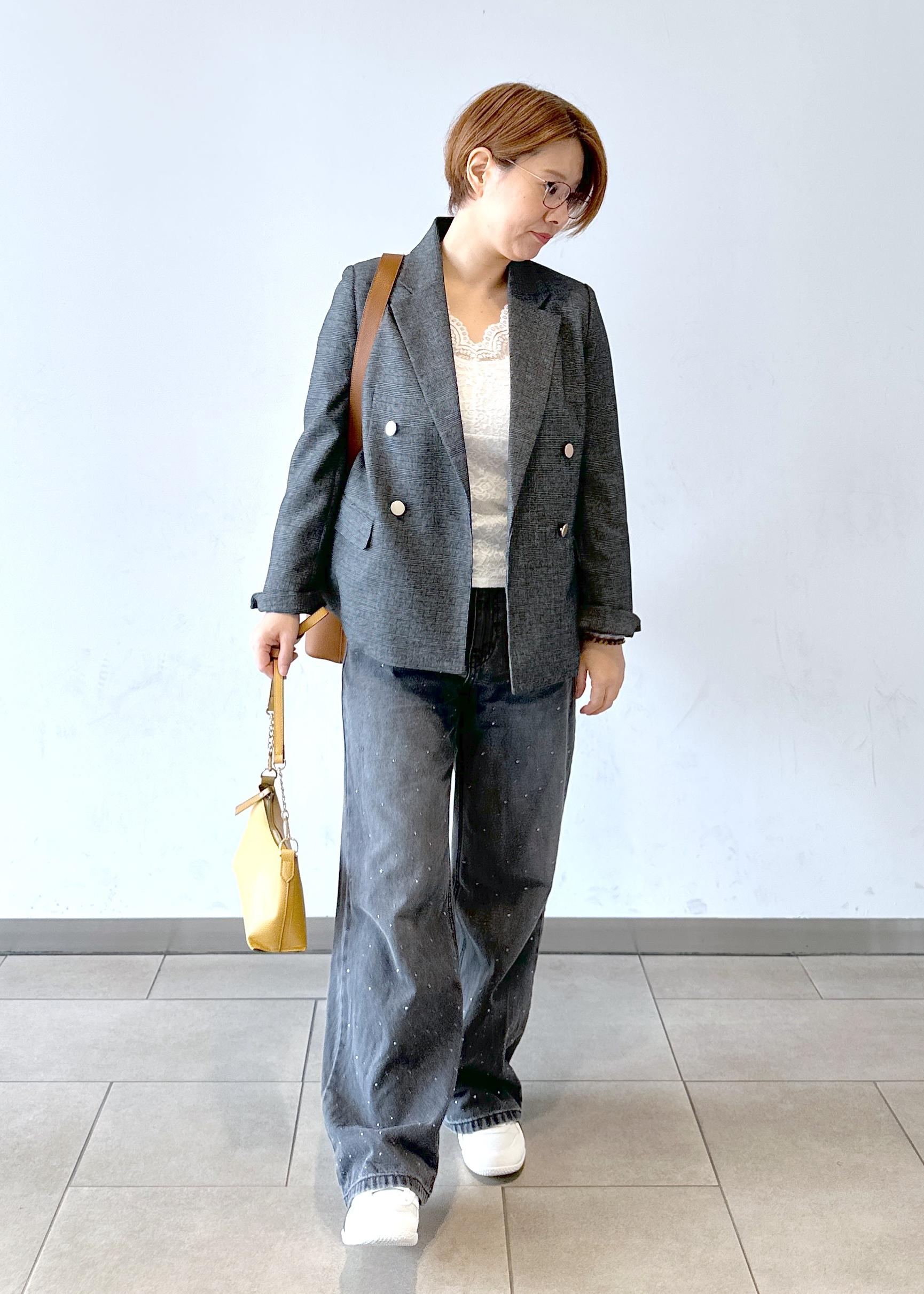 ROPE' PICNICの【低身長・小柄さんサイズ】レディハンサムシリーズ ウールライク金ボタンジャケット(半裏地)を使ったコーディネートを紹介します。｜Rakuten Fashion(楽天ファッション／旧楽天ブランドアベニュー)6339519