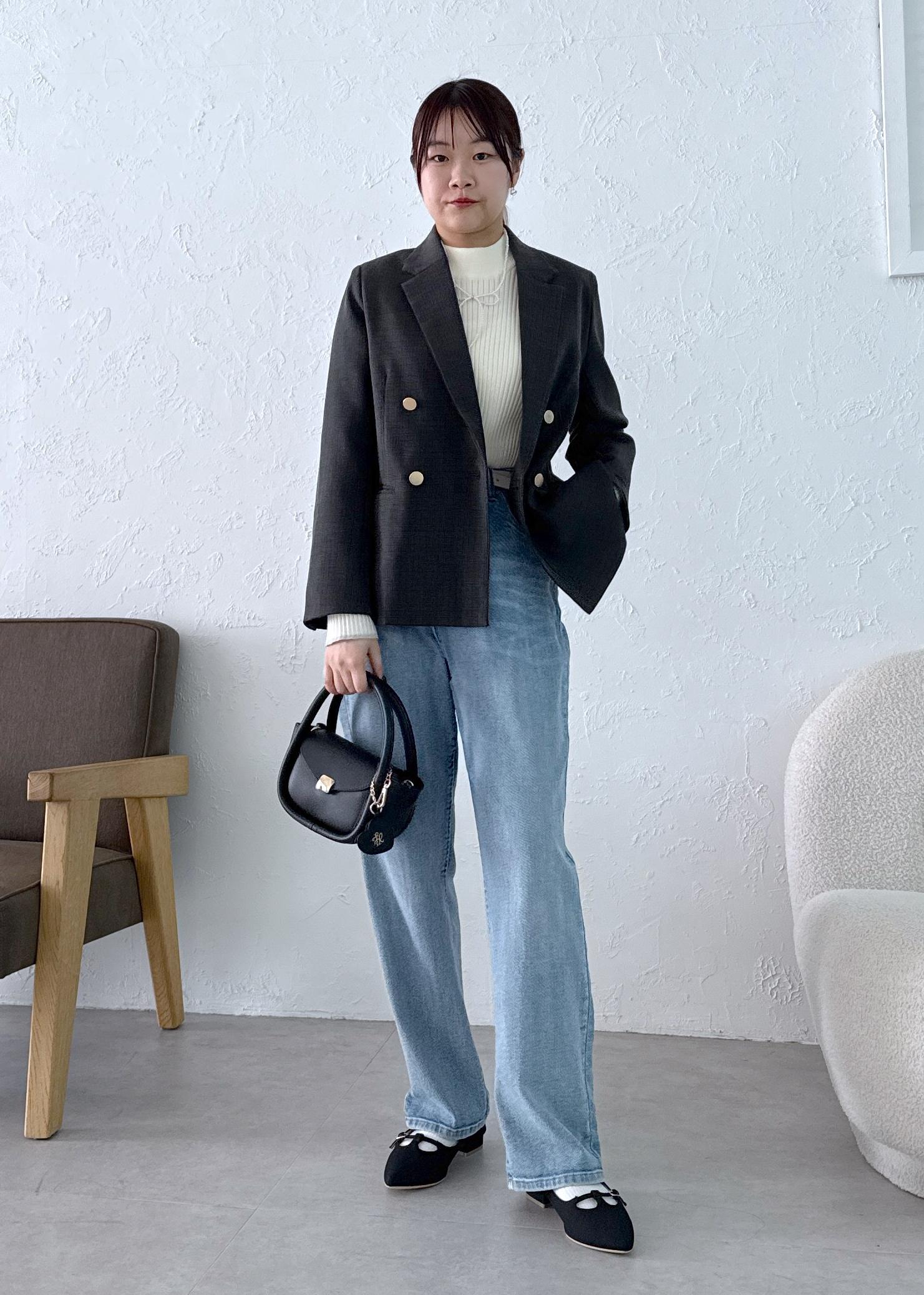 ROPE' PICNICの【低身長・小柄さんサイズ】レディハンサムシリーズ ウールライク金ボタンジャケット(総裏地)を使ったコーディネートを紹介します。｜Rakuten Fashion(楽天ファッション／旧楽天ブランドアベニュー)6339343