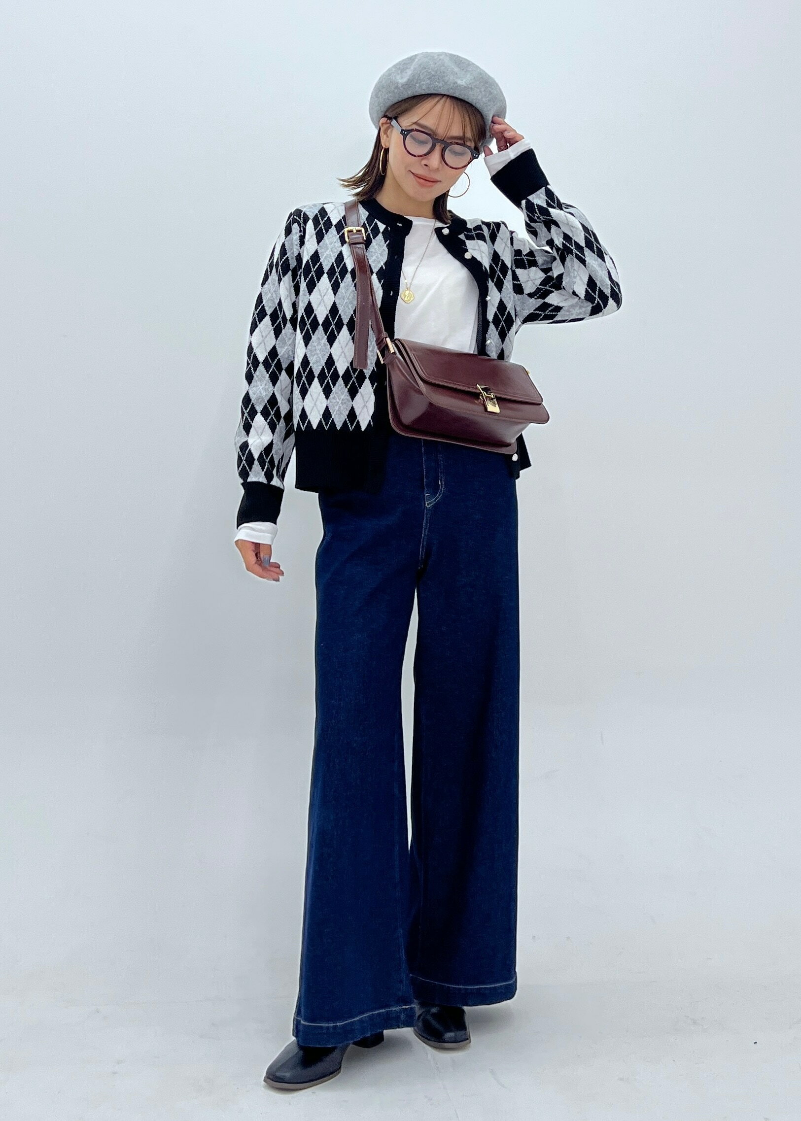 ROPE' PICNICのアーガイル柄アソートカーディガンを使ったコーディネートを紹介します。｜Rakuten Fashion(楽天ファッション／旧楽天ブランドアベニュー)6339331