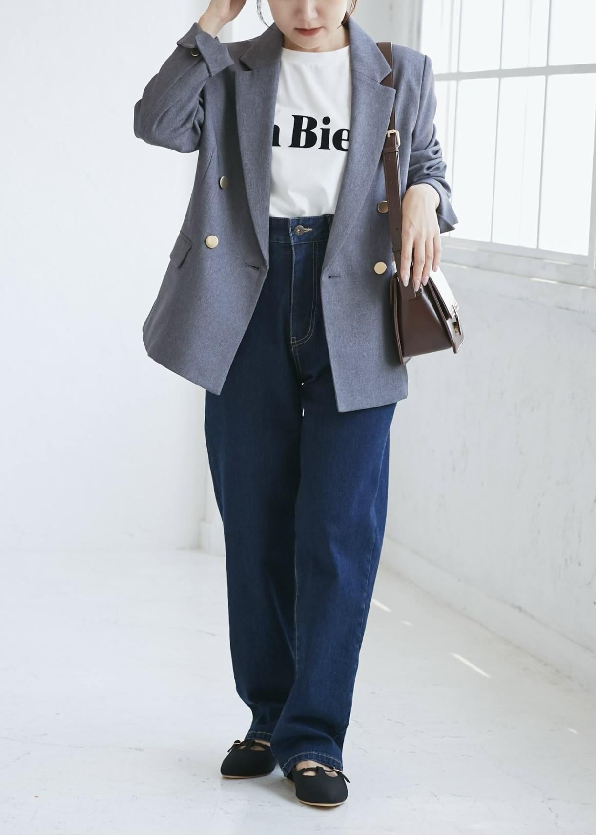 ROPE' PICNICの【低身長・小柄さんサイズ】レディハンサムシリーズ ウールライク金ボタンジャケット(半裏地)を使ったコーディネートを紹介します。｜Rakuten Fashion(楽天ファッション／旧楽天ブランドアベニュー)6339382