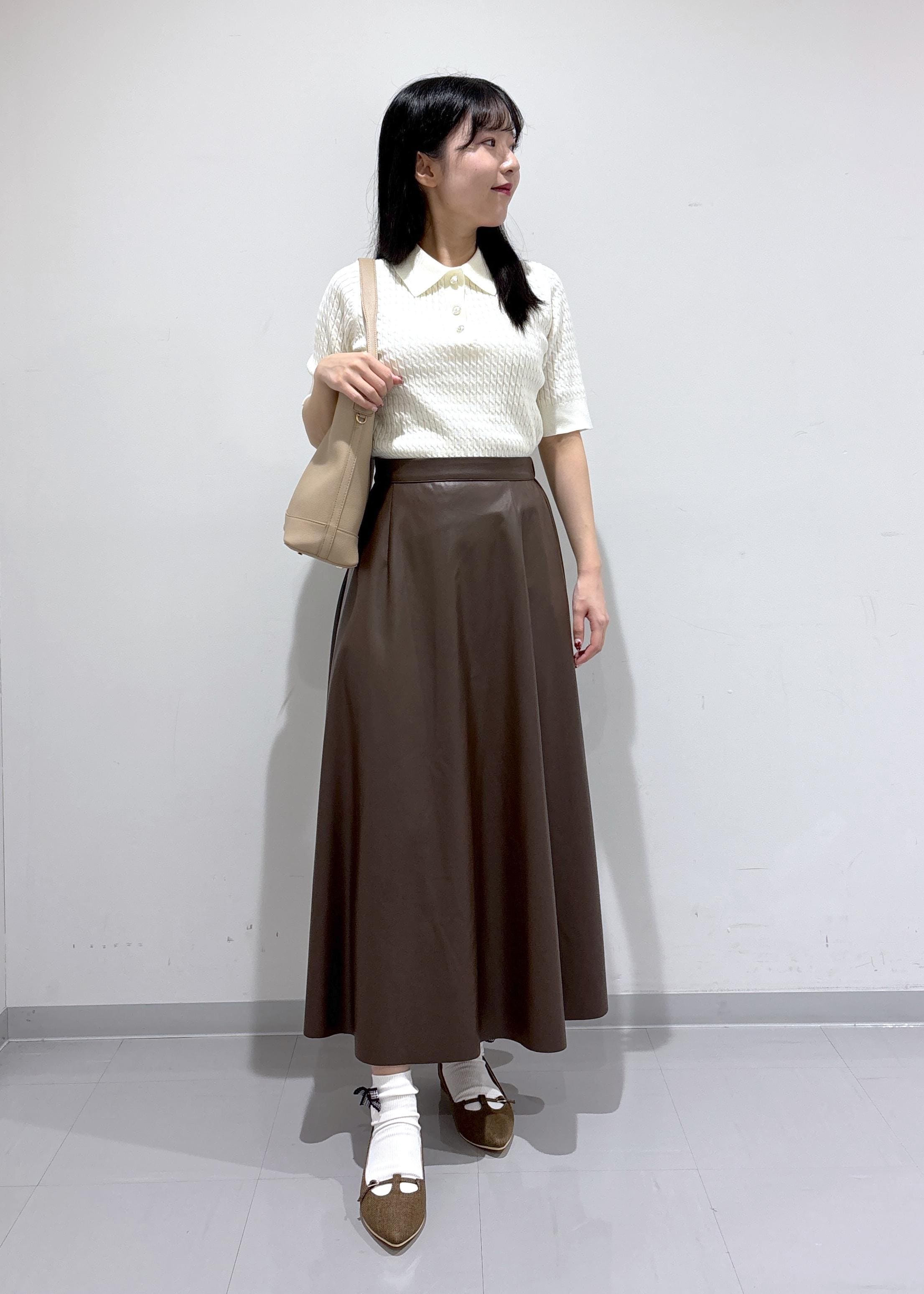 ROPE' PICNICのミニケーブルハーフスリーブニットポロシャツを使ったコーディネートを紹介します。｜Rakuten Fashion(楽天ファッション／旧楽天ブランドアベニュー)6339366