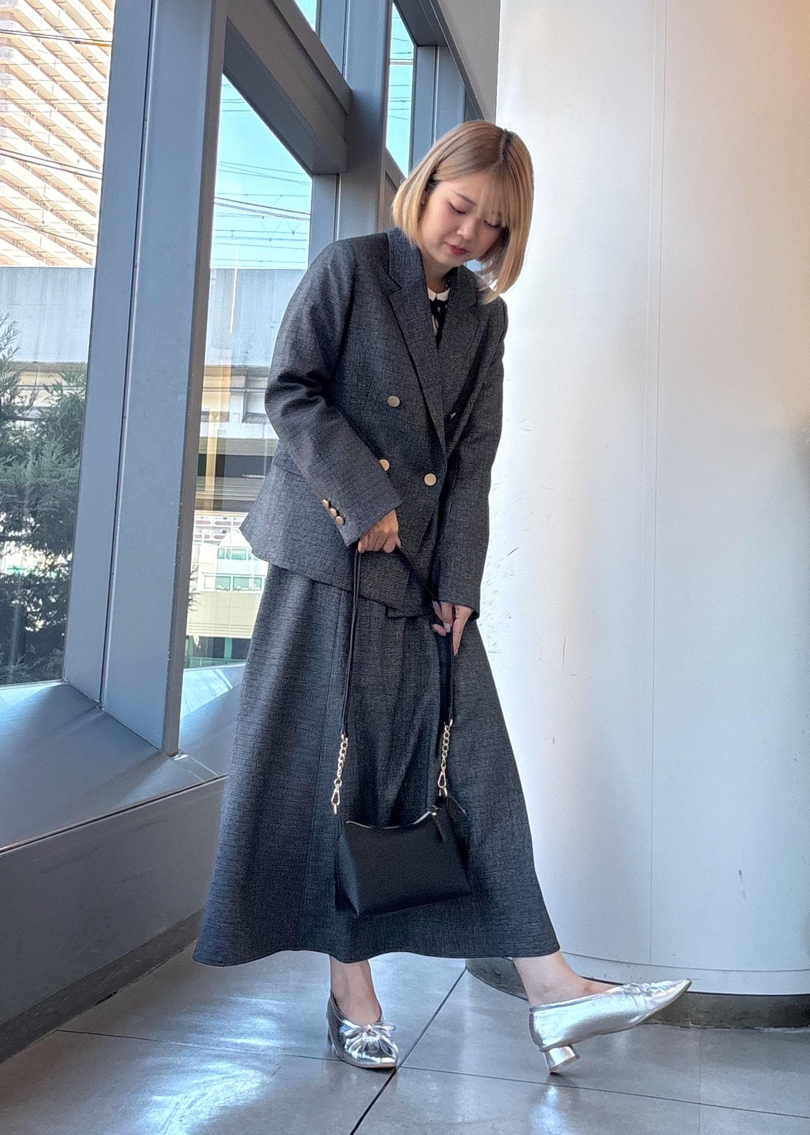 ROPE' PICNICのレディハンサムシリーズ ウールライク金ボタンジャケット(半裏地)/セットアップ・通勤対応を使ったコーディネートを紹介します。｜Rakuten Fashion(楽天ファッション／旧楽天ブランドアベニュー)6353204