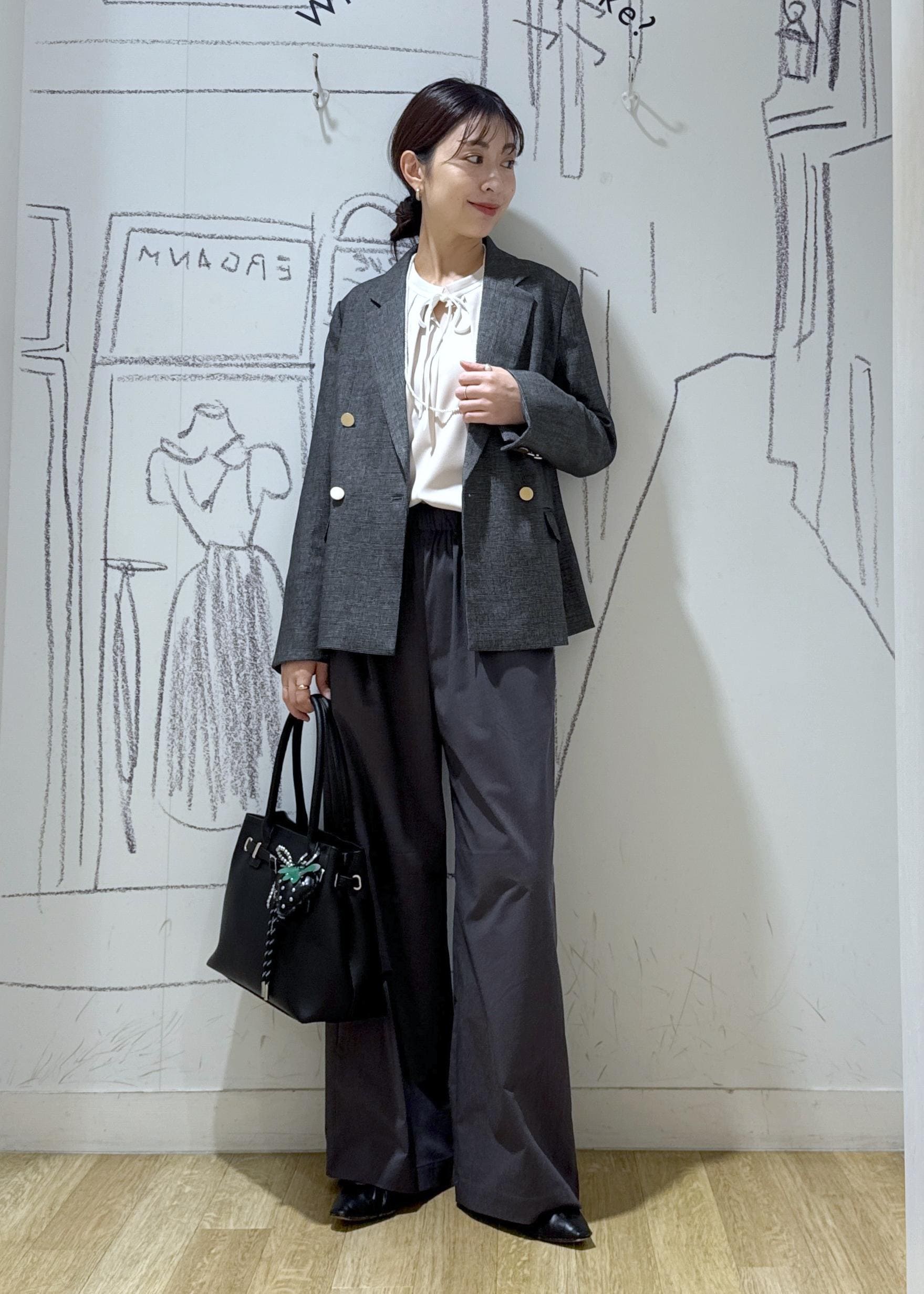 ROPE' PICNICのレディハンサムシリーズ ウールライク金ボタンジャケット(半裏地)/セットアップ・通勤対応を使ったコーディネートを紹介します。｜Rakuten Fashion(楽天ファッション／旧楽天ブランドアベニュー)6353281