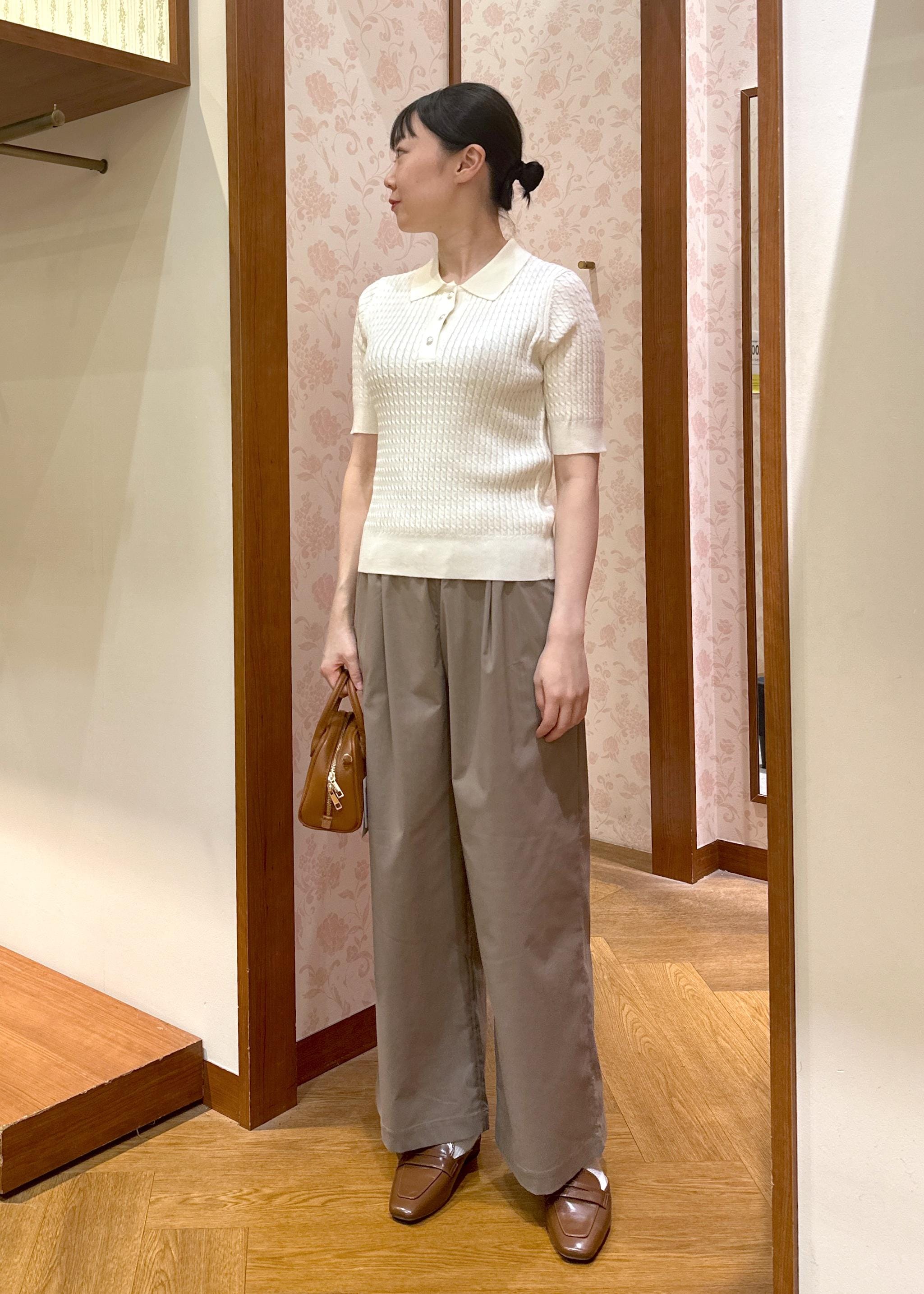 ROPE' PICNICのミニケーブルハーフスリーブニットポロシャツを使ったコーディネートを紹介します。｜Rakuten Fashion(楽天ファッション／旧楽天ブランドアベニュー)6353304